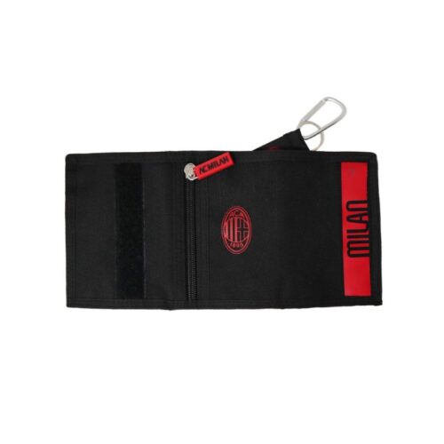 Portafoglio con portachiavi e chiusura in velcro con logo ufficiale AC Milan2