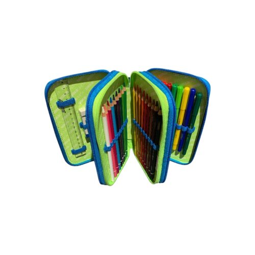 Astuccio 3 zip Tinta Unita Teen boy aperto