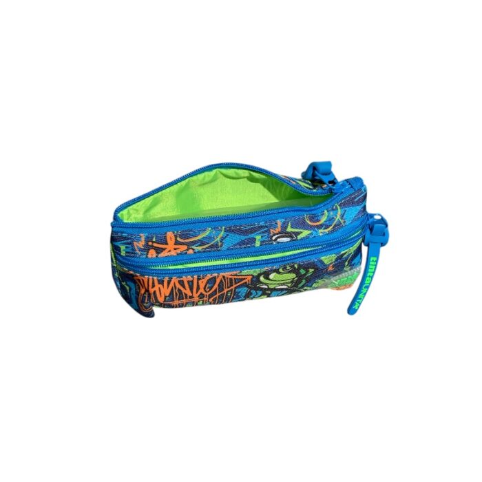 Astuccio triangolare 2 zipTinta Unita Teen boy aperto