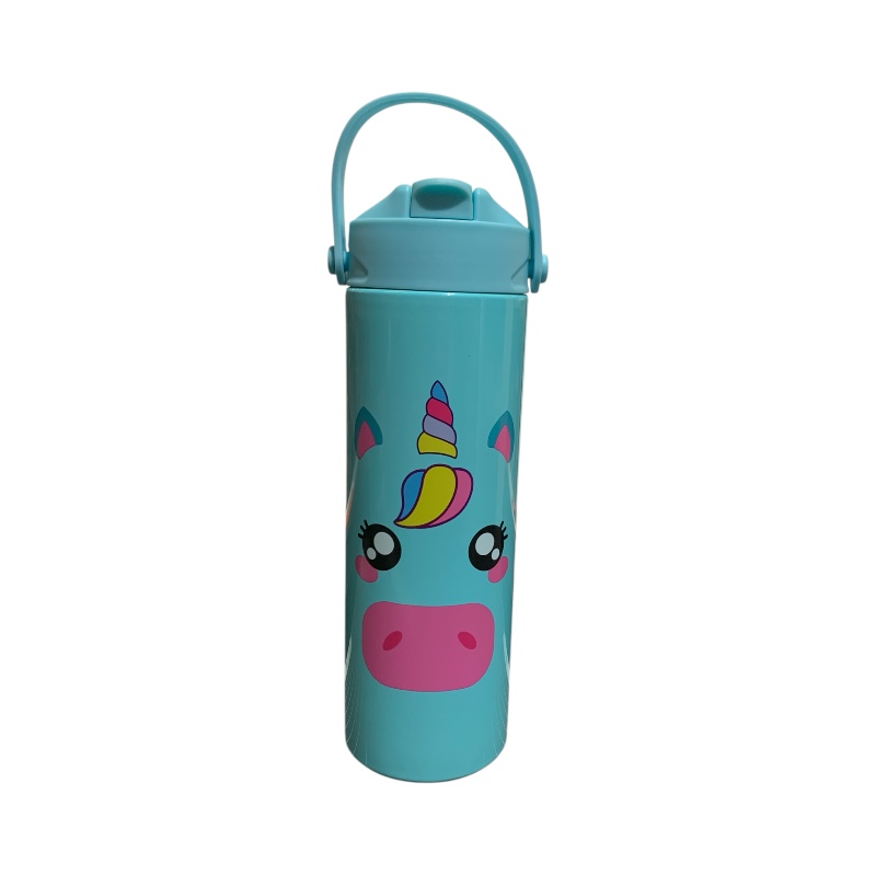 Borraccia termica con cannuccia Tinta Unita Kids Unicorno