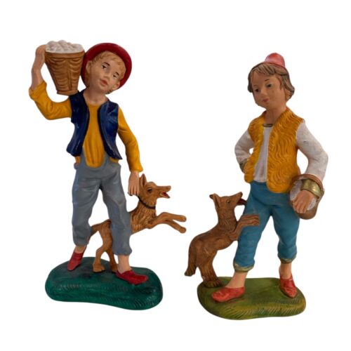 Set 2 statuine presepe pastorelli grandi